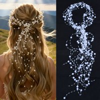 Elegant Pearl Bridal Hair Vine with Long Tassel, Beaded Hair Chain for Wedding, Boho Hair Accessory for Bride and Bridesmaid, Pr