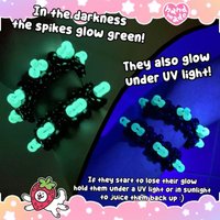 Glow In The Dark Spike Kandi Cuff | Spooky Scenecore Rave UV Spiky Kandi Bead Bracelet