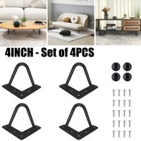 4 Inch Metal Table Legs, Set of 4pcs 10cm Hairpin Table Leg Black 2 Rod Mid Century Modern Furniture Industrial Style 10mm for Wardrobes Sofas Drawers Cabinet TV Stand DIY w/ Protector Feet & Screws