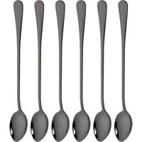 6P Black Coffee Spoon Stainless Steel Tableware Set Long Handle Ice Cream Dessert Teaspoon Picnic Drinkware Kitchen Accessories