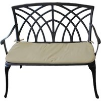 Aluminium Outdoor 2 Seater Bench with Cream Cushion, Rustproof, Bronze Finish (98x89x55cm)