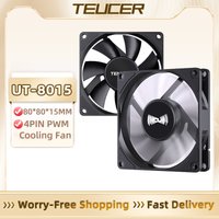 TEUCER UT-8015 PC Case Fan 8cm 4-pin 1200-3000RPM Intelligent Temperature Control Cooling Fan 80mm Ultra-thin Low Noise Fan