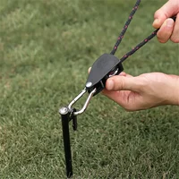 4Pcs Tent Wind Rope Tensioner Adjustable Pulley with Carabiner Camping Hiking Outdoor Nylon Rope Fastener Stopper Tightener