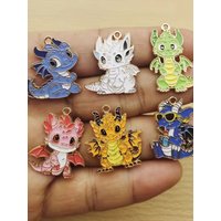 10pcs Cartoon Dragon Charm for Jewelry Making Diy Accessories Earring Bracelet Keychain Pendant Craft Supplies Metal Gold Plated
