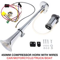 17 Inch 12V / 24V 150DB Super Loud Single Trumpet Air Horn Compressor Kit for Cars /Trucks / Boats / Motorcycles / Vehicles
