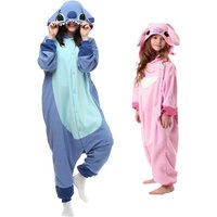 Stitch Onesies Kigurumi Animal Pajamas Unisex Adult Fleece Hooded Jumpsuits Sleepwear Anime Party Halloween Cosplay Costume