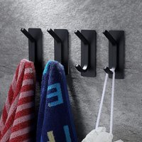 Adhesive Coat Hooks Heavy Duty Stainless Steel Double Wall Hook for Towel, Backpack, Hat, Damage-Free Hangers for Bathroom