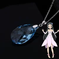 925 Sterling Silver Necklace Anime Sword Art Online SAO Cosplay Jewelry Accessory YUI Crystal Heart Pendant For Women Girls Gift