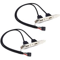 Black 2 Port USB 2.0 Motherboard Rear Panel Expansion Bracket to IDC 9 Pin Motherboard USB Cable Host Adapter
