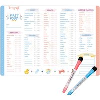 Reusable Kids Magnetic Daily Food Chart with 2 Magnetic Whiteboard Pen Repeatable First Food Checklist with Fidget Magnet