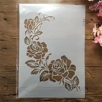 A4 29cm A Branch of Rose Flower DIY Layering Stencils Wall Painting Scrapbook Coloring Embossing Album Decorative Template
