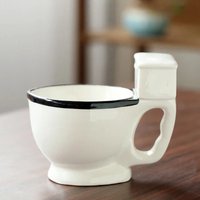 Creative and Quirky Ceramic Cup Novel and Interesting Gift Toilet Ceramic Cup with Handle Coffee Tea Milk Ice Cream Cup