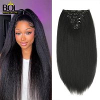 Synthetic Yaki Straight Clip in Hair Extensions Straight Hairpieces Clip ins Synthetic Hair Extension 22inches for Women