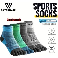 WRELS 1/3pairs Toe Socks COOLMAX Five Finger Socks Athletic Running Grip Quick Dry Breathable Performance 5 Finger Sports Socks