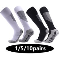 1/5/10pairs Unisex Exercise Sport Socks Non Slip Grip Towel Bottom For Football Basketball Soccer