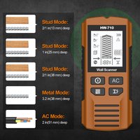6 in 1 Stud Finder LCD Display Wall Scanner High Accuracy Metal Detector for Wood AC Live Wire Cable with Auto Shutdown