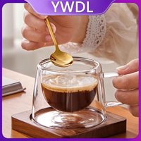 YWDL Double Wall Glass Coffee Mug Heat-resistant Espresso Cup Thermo Insulated Cup For Latte Cappuccino Tea Drinkware Set