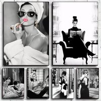 A-Audrey Hepburn Poster Stickers HD Waterproof Painting Wall Art for Bedroom Living Room Home Decor Decoration Gift