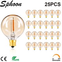 25pcs LED G40 1W String Replacement Light Bulbs E12 Warm White 2200K Glass Light Bulbs 110V 220V Dimmable Outdoor String Light