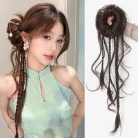 New Chinese Style Synthetic Hair Loose Temples Bun Ponytail Heat Resistant Retro Hair Accessories for Women Daily Party
