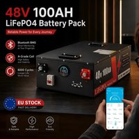 48V 100Ah 200Ah LiFePO4 Batteriepack mit integriertem Bluetooth-BMS, 6000+ Zyklen, 51,2V Batterie für Solarenergiespeicher, Wohnmobile, Golfcarts, Boote, Camper, Marine-Trolling-Motoren,