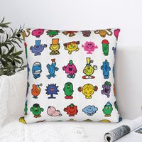 Mr Men Little Miss Square Pillow Cases Cushion Cover Novelty Zipper Decorative Pillowcase for Car 40x40cm