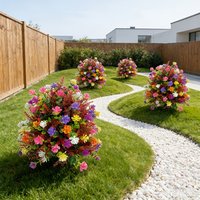 New simulation white purple eucalyptus tea flower ground planting green plants courtyard outdoor home potted plant