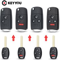 KEYYOU 2/3/4 Buttons Modified Remote Key Shell Fob Case For Honda Fit CRV Civic 2009 Insight Ridgeline HRV Jazz ACCORD jazz 2008