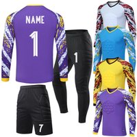 Adult Player Soccer Kits Men Boy Goalkeeper Uniforms Long Sleeve Football Training Goalkeeper Top Soccer Jerseys Pant Shorts Set