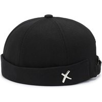 AliExpress NONE Vintage Washed Style Brimless Docker Cap Solid Color Adjustable Vintage Dome Hat Cotton Brimless Hat Winter
