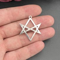 5pcs 37*32mm Unicursal Hexagram Symbol Pendant Emblem Amulet Talisman Charm Aleister Crowley Charm Pendant Jewelry Accessories