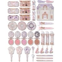 FLOWER KNOWS Knight Unicorn All-in-One Makeup Set Shimmer Eyeshadow,Mirror Lip Gloss Blush,Setting Powder Mirror Cosmetics Kit