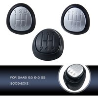 For SAAB 93 9-3 SS 2003-2012 5/6 Speed Car Gear Shift Knob Badge Head Emblem Cap Lever Shifter Stick Top Cover Black Silver