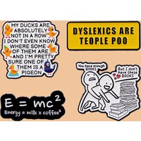 “DYSLEXICS ARE TEOPLE POO” Enamel Pin Lapel Pines for Backpacks Funny Quotes Brooch for Women Fashion Jewelry Accessories Gifts