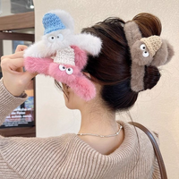 Fur Ball Hair Clip for Woman Elegant Plush Hair Clamp Fashion Cute Girl Shark Clip