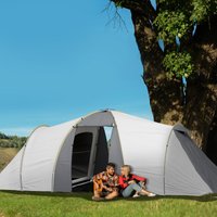 Outsunny 4-6 Man Tunnel Tent with 2 Bedroom, Living Area and Vestibule, Large Camping Tent, 2000mm Waterproof, UV50+