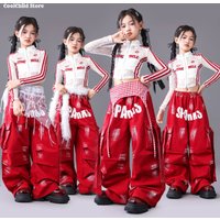 Girls Hip Hop Mesh Crop Jacket Paint-Speckled Cargo Pants Costumes Kids Streetwear Children Jazz Girl Group K-pop Clothes Sets image 4