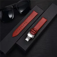 Ultra-thin Leather Watch Strap 18/20/22mm With Butterfly Clasp Replacement Wristband for Women Men Watchband Accessories