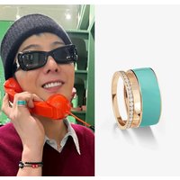 Rose Gold Enamel Ring with Diamond Blue for Men And Women Simple Versatile Fashionable Ring by Other Brand Silver Plated