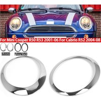 2Pcs/set Car Headlight Frame Headlamp Trim Ring Bezel For BMW Mini Cooper One R50 R53 2001-2006 Cabrio R52 2004-2008