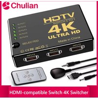 5 Input 1 Output HDMI-compatible 4K Video Switcher With IR Remote Controller HDTV Switches for Xbox PS4 DVD HDTV PC Laptop TV