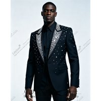 Simple Business Style Diamond Men Suit 2 Piece Groom Tuxedos Wedding Customized Male Prom Blazers Slimmen's suits and separates