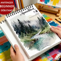 Beginner Watercolor Pad, Spiral Bound A5 Watercolor Block - 180gsm Acid-Free Cold Press Watercolor Paper Pad with Misty Fores