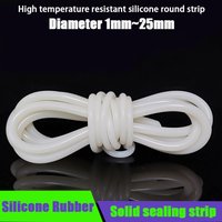 High Temperature Resistant Solid Silicone Strip Waterproof Sealing Silicone Rubber Round Strip 1/2/2.5/3/4/5/25mm Sealing Strip