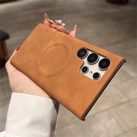 Luxury Skin Feel Sheepskin for Magsafe Case For Samsung S26 S25 Ultra S24 Ultra S23 Wireless Charge Leather Shockproof Cover