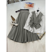 2025 ZANZEA Women Autumn 2 Piece Outfits Long Sleeve Patchwork Shirts and Long Skirts Fashion Dress Sets Elegant Office OL 2pcs
