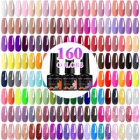 MEET ACROSS 80/20Pcs Glitter Color Gel Nail Polish Set Sparkly Semi Permanent Hybrid Nail Art Varnish Manicure Kits For Nails