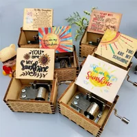 You Are My Sunshine Music Box Color Printing Wooden Hand Crank Musical Box Birthday Present Valentine's Day Christmas Gift New