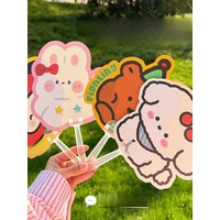 14 Pcs Original Cute Cartoon Mini Portable Alien Hand cranked Fan Cool Small Fan Summer Cooling Fan
