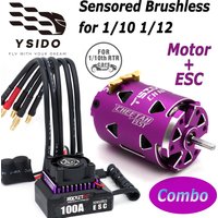 YSIDO 100A ESC with CH10 Sensored Brushless Motor 10.5T 13.5T 17.5T 21.5T Combo 3.175mm Shaft for 1/10 1/12 RC Drift Racing Car